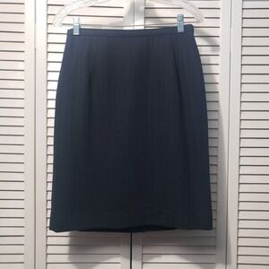 Bill Burns For Nordstrom 100% Wool Skirt Women's Size 8 Navy Woven Pencil Career